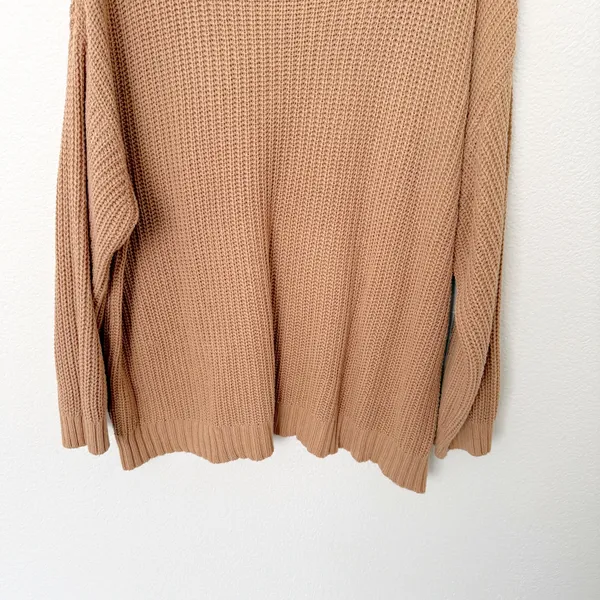 [American Eagle] Tan Oversized Boxy Turtleneck Ribbed Knit Sweater Sz Large L/XL - Image 7