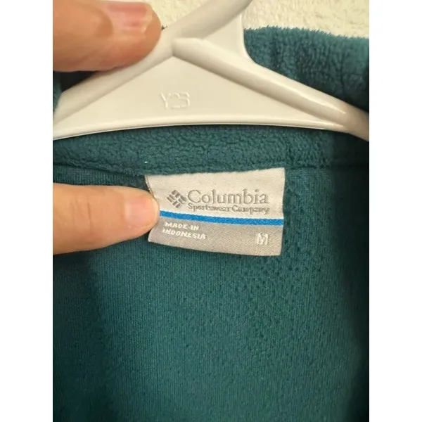 Columbia Womens Teal Green Full Zip Fleece Jacket Mock Neck Size Medium - Image 3
