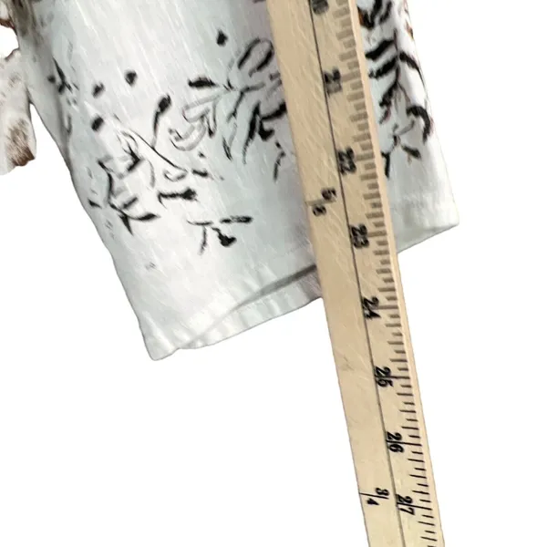 Chicos Shirt‎ Womens US L 2 White Black Floral Linen Shacket Art To Wear Blouse - Image 9