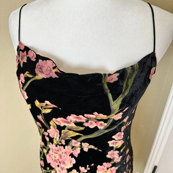 NWT PEPPERMAYO Floral Velvet Burnout Drape neck Mini Dress Size 6 - Image 3
