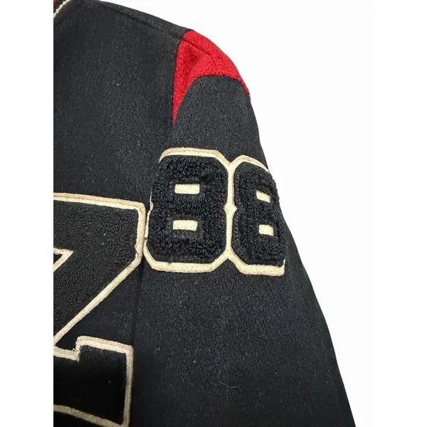 Vintage 80's Trophy Varsity Jacket‎ Black/Red Women's Size Medium Black - Image 10