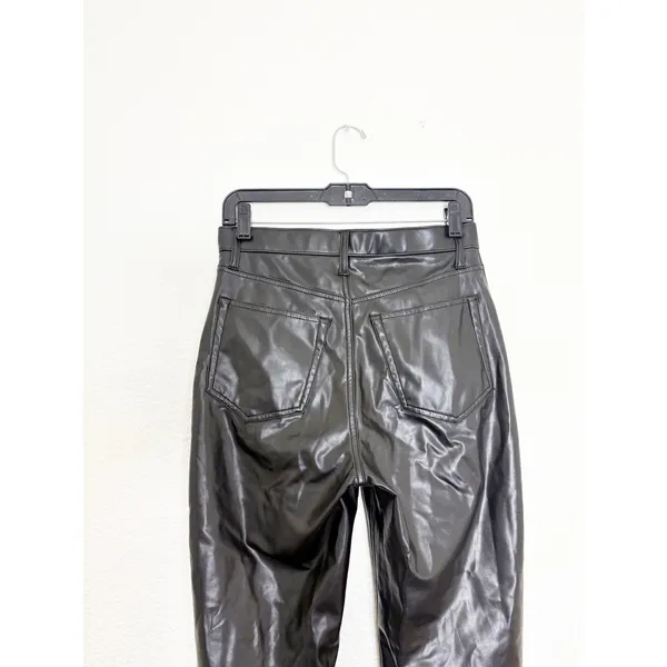 Abercrombie & Fitch High Rise 90s Straight Vegan Leather Pant Size 6/28 Black - Image 11