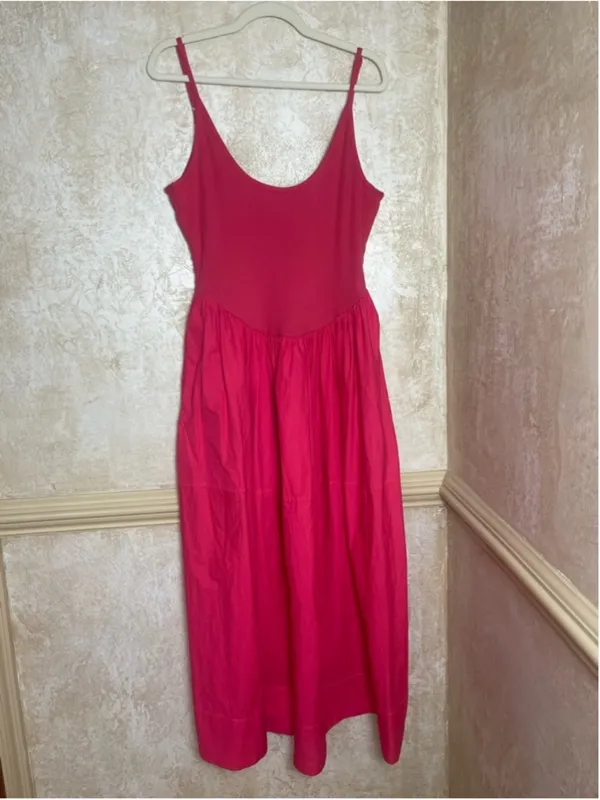 Free People Dylan Midi Dress Cotton Drop Waist Open Back Whimsical Fairy Sz L - Image 4