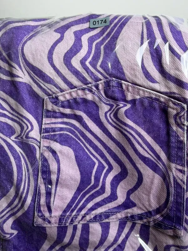 ZARA Funky Purple Pink Swirl Print Straight Leg Y2K Retro Jeans EUR 40 USA 8 - Image 8