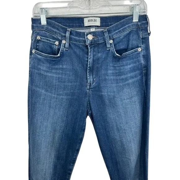AGOLDE Size 28 High‎ Rise Ankle Crop Raw Hem Slim Straight Leg Denim Jeans - Image 2