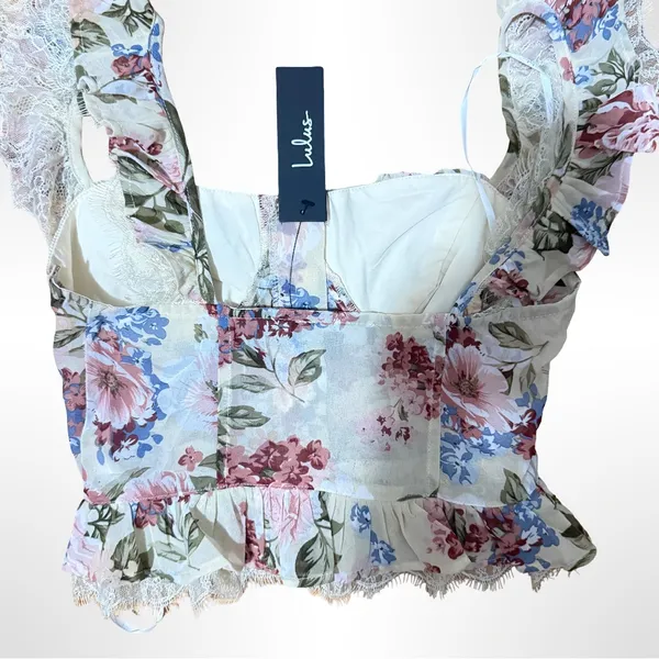 NWT Lulu's Floral Ruffle Dress in Pink and Blue - Image 7