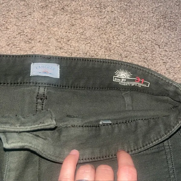 Faherty Stretch Terry Patch‎ Pocket Wide Leg Utility Coastal Sage Green 31 - Image 7