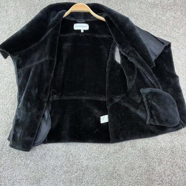 Cupcakes and Cashmere Faux Shearling Vest Size M Black Moto Aviator Quiet Luxury - Image 3