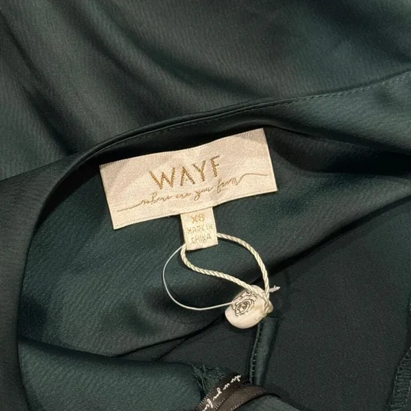 WAYF green satin slip dress XS - Image 2