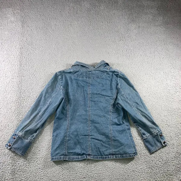 Vtg‎ Simon Chang Denim Jacket Women 16 Button Front Y2K Classic Minimalist - Image 3