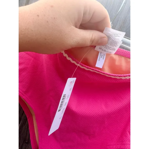 J.Crew NEW Pink Textured High Waisted Bikini Bottoms with Rickrack Trim Sz M - Image 8