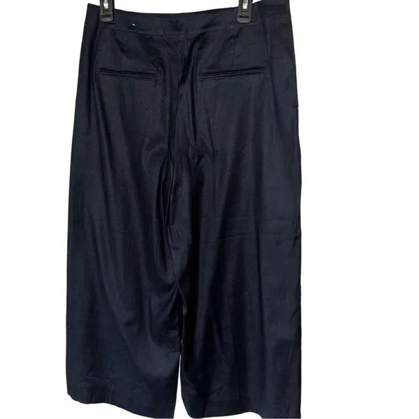 Ann Taylor Navy Blue Linen Blend Sailor Wide Leg Cropped Pants Size 8 - Image 2