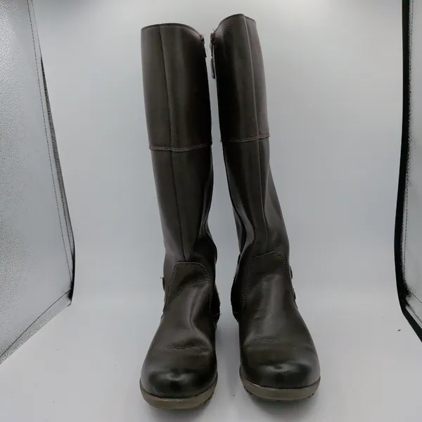 Clarks‎ Riddle Phrase Womens 9 Brown Knee High Riding Boots Buckle Zip 26113540 - Image 3