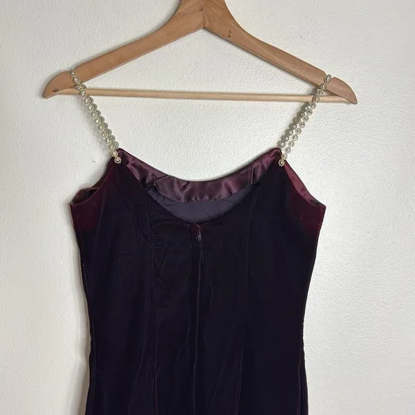 Vtg‎ Jessica McClintock ladies velvet purple dress beaded straps size 7/8 90s - Image 14