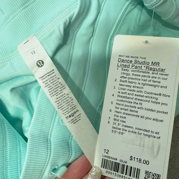 Lululemon Dance Studio Mid Rise Lined Pants Size 12 14 Ideal Mint NWT - Image 10