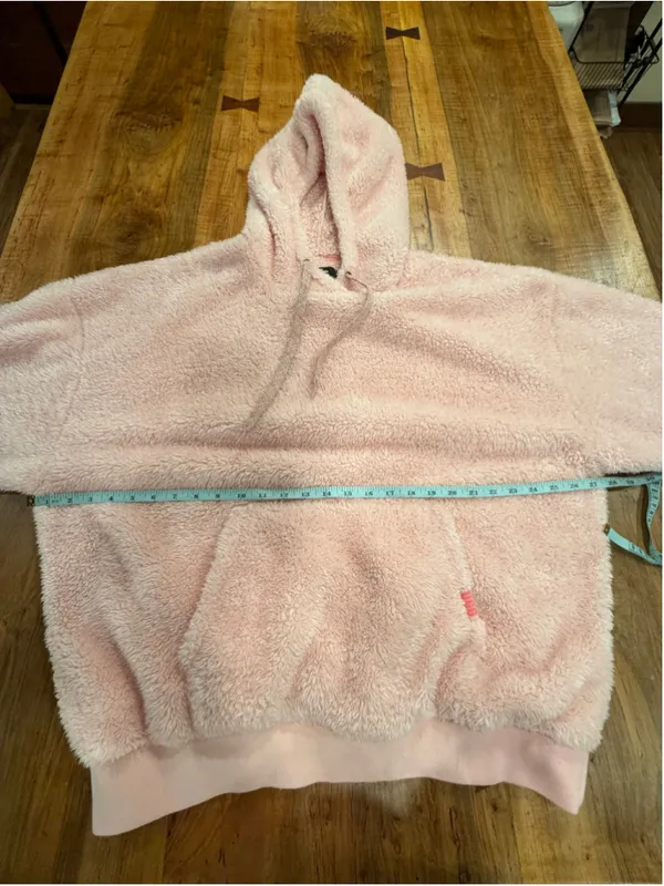 UGG Loyra Sherpa Hoodie Light Pink Plush Teddy Fleece Pullover Sweatshirt XL - Image 10