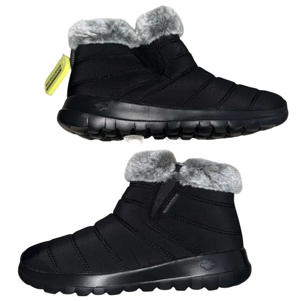 Skechers NWT Black faux fur Furred Snow Boots Women's size 8 On-The-Go Joy - Image 5