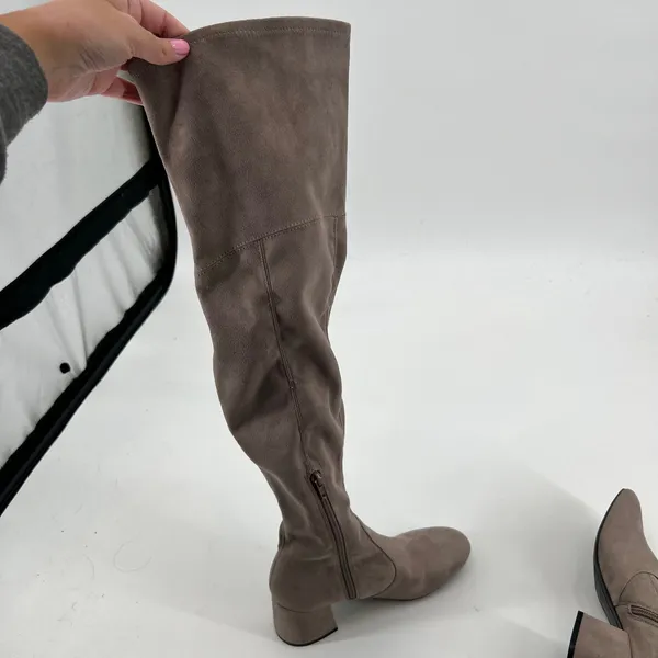 Nine West Felipe 2 Over the Knee Boot beige taupe block heel round toe size 6.5 - Image 7