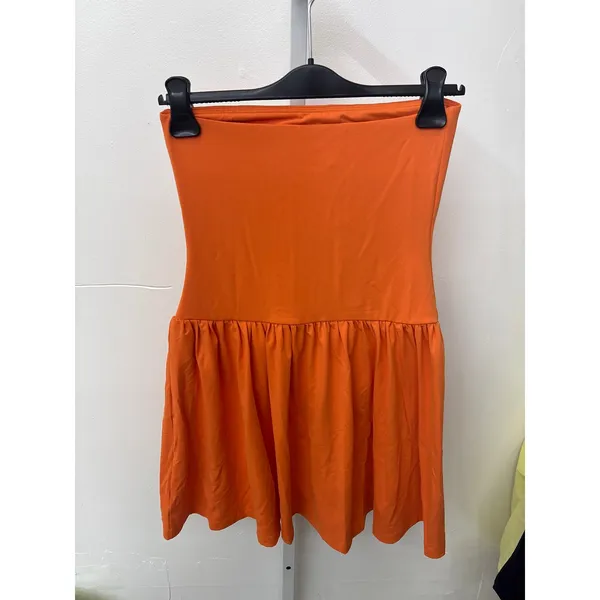 Susana Monaco Sz S Orange Strapless Ruffled Waist Resortwear Beach Mini Dress - Image 2