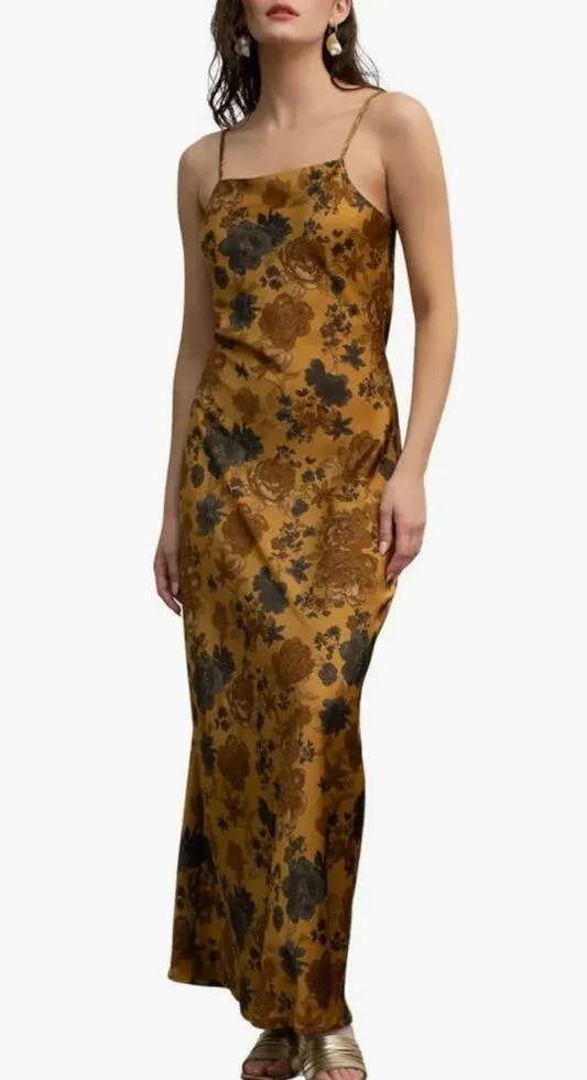 Blu Pepper Gold Floral Satin Slipdress - Image 3