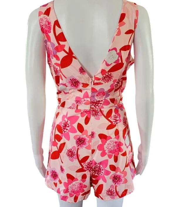 Dygarni Pink & Red Floral Sleeveless Romper Size Large - Image 6