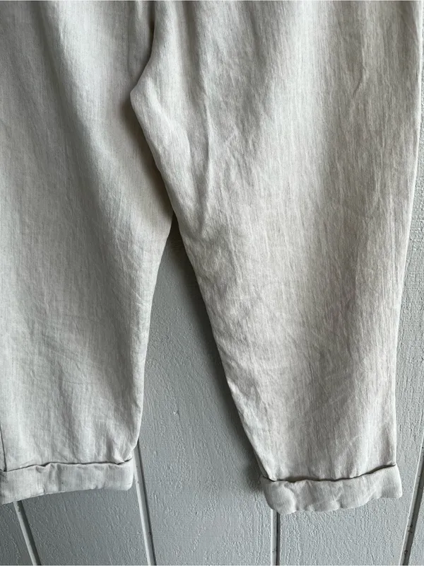 Aritzia Wilfred Linen Blend Cropped Trousers in Cream Size S - Image 10