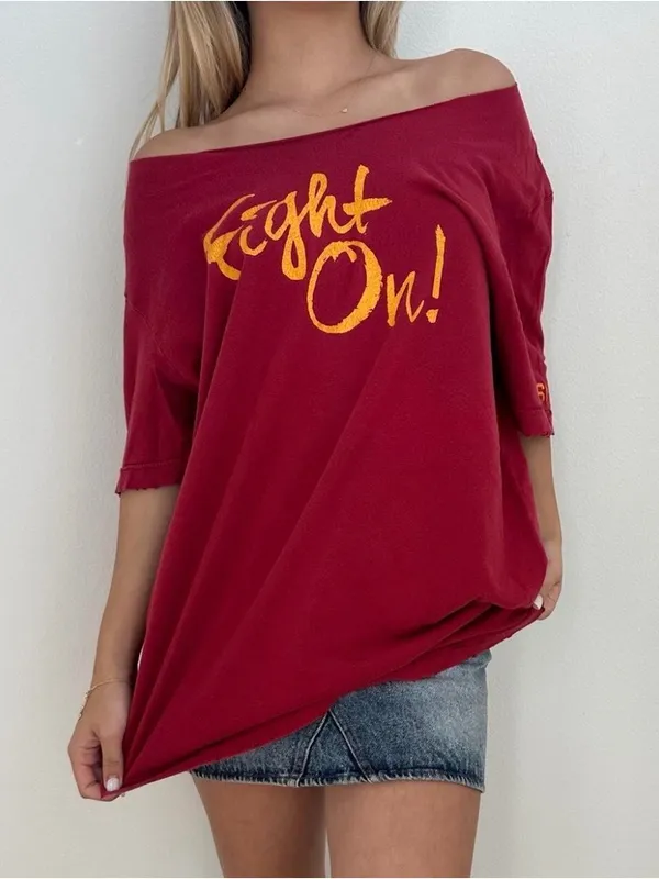 USC Trojans Football Off The Shoulder Tee - Image 11