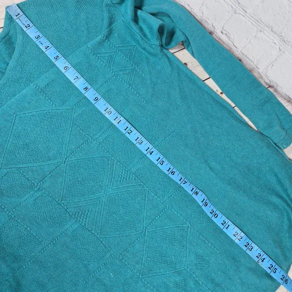 Prana‎ Stacia Sweater Teal Green Geometric Knit Organic Cotton Size S - Image 9