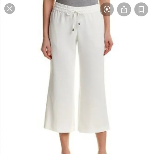 Alice + Olivia White Benny Crepe Cropped Drawstring Pants Size 0 - Image 2