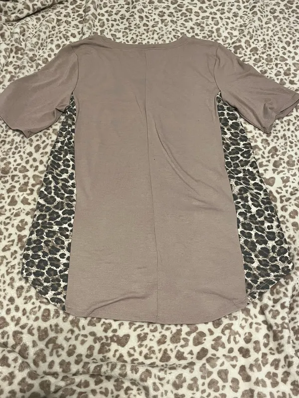 Zenana Tan Shirt w/ Cheetah Print - Image 4