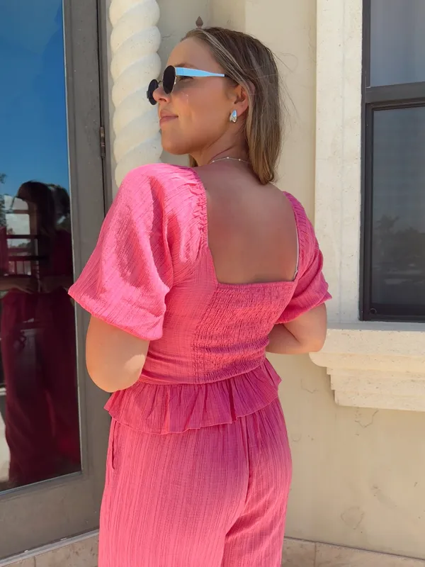BOUTIQUE 2 PIECE PANT SET Pink - Image 2