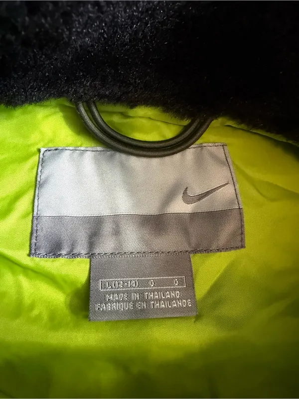 Vintage Nike Silver Tag Quilted Faux Fur Collar Zip-Up Vest Large - Image 3