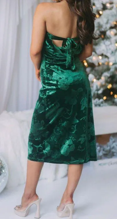 These Three Boutique Velvet Floral Printed Midi Dress - Image 2