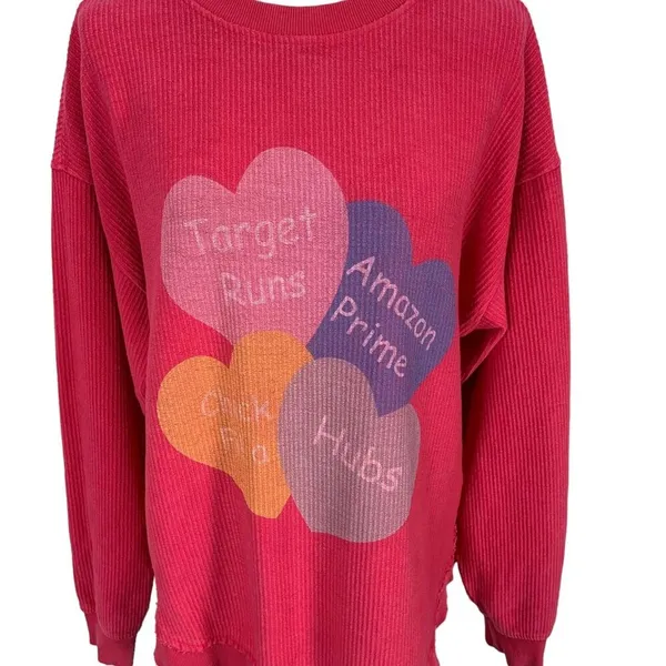 Moon Ryder Sweater Large Pink Graphic Pullover Sweatshirt Y2K Streetwear‎ - Image 2