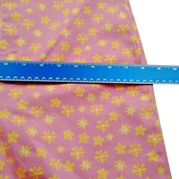 Zara Floral Printed High Rise Flared Crop Jean Sz 12 Flower Power Hippie 70s - Image 9