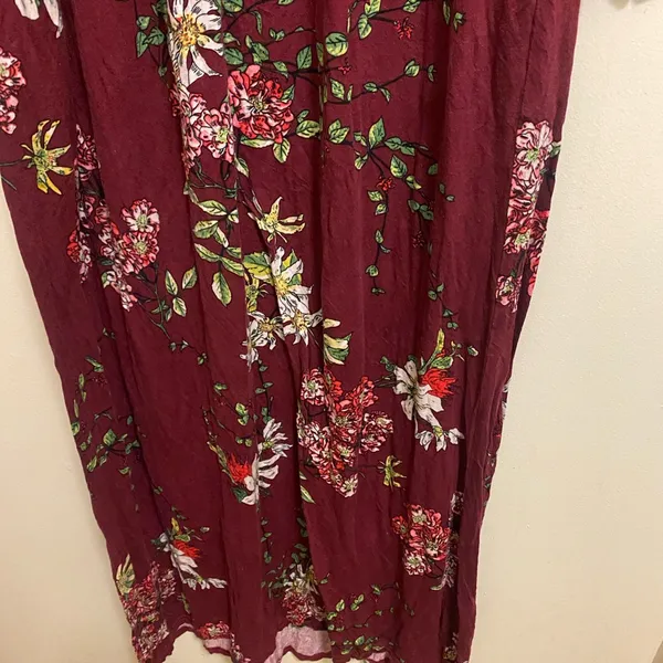 Viishow Womens Maxi Dress L Large Burgundy Red Floral Print Long Sleeve - Image 4
