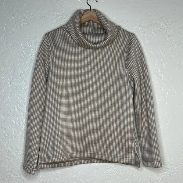 J. Crew Funnelneck Pullover Minimalist Quiet Luxury Women Cream‎ Medium - Image 2