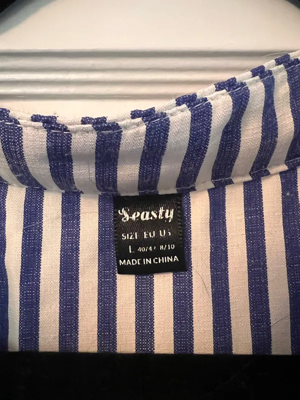 Blue and White Stripped Dress Size L - Image 2