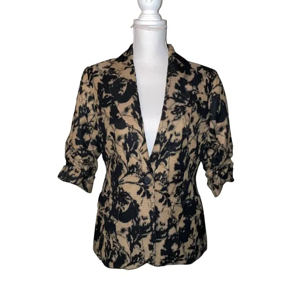 Coldwater Creek Blazer Womens PS6-8 Petites Used Black Brown Lined 3/4 Sleeve - Image 3