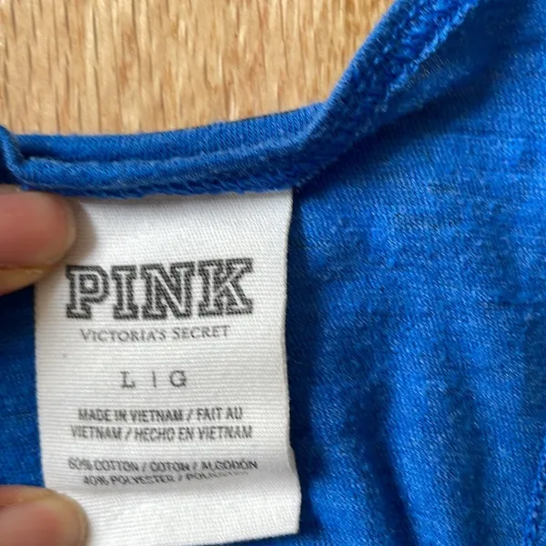 PINK Victoria's Secret Shirt Womens Large Blue White Tank Top Logo Ladies - Image 7
