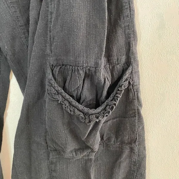 Soft Surroundings Black Linen Blend Wide Leg Cargo Pants Women’s L Boho Resort - Image 10