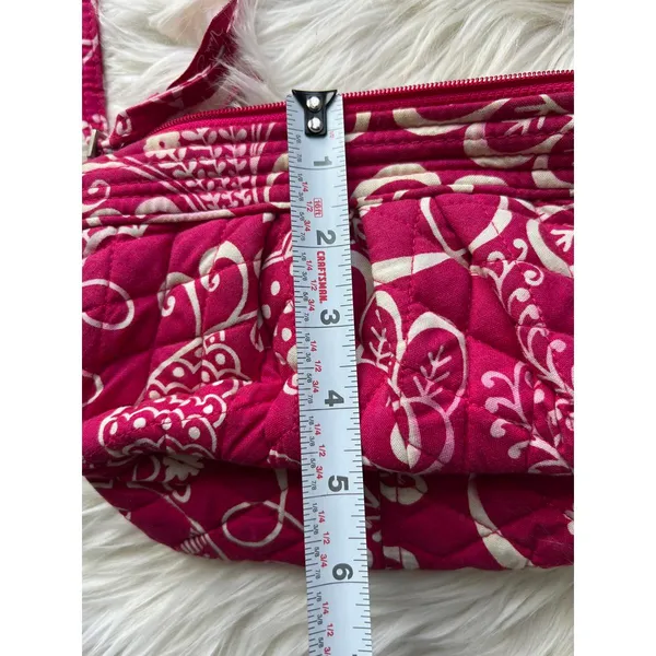 Vera Bradley Quilted Crossbody Bag in Dark Pink and White Floral Print - Image 4
