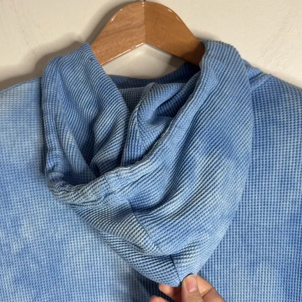 Zyia Blue Tie-dye Oversized Waffle Knit Hendrix Pullover Thermal Hoodie size XS - Image 4