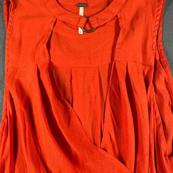 Free People Sleeveless Blouse Small Orange‎ Sleeveless Draped Ring Detail Top - Image 4
