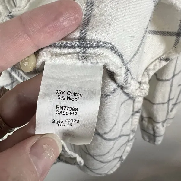 Madewell Button‎ Up Collared Checkered Top Women’s Size Medium White Cotton Wool - Image 7