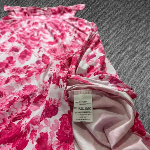 Grace Karin Pink Floral Ruffle Maxi Dress Size M - Image 5