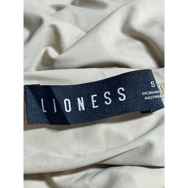 Lioness Olive Green Khaki Short Cap Sleeve Open Back Ruffle Tiered Mini Dress S - Image 3