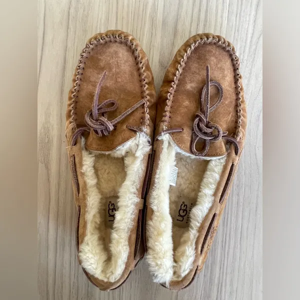 UGG Tan Suede Moccasin Slippers - Image 9