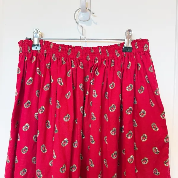 Vintage‎ Vera Bradley Red Paisley Midi Skirt Small Prairie Boho Festival Cottage - Image 2