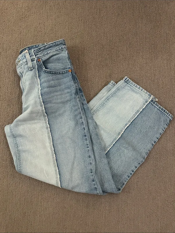 Levi's Premium Baggy Dad Recrafted Two-Tone Relaxed Straight Leg Jeans Sz 27 - Image 5